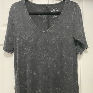 Torrid, size 1, super soft knit T-shirt, distressed grey in color